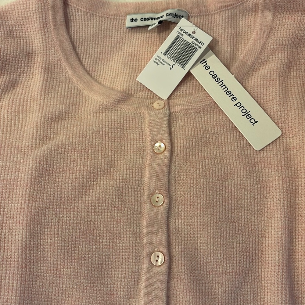 New The  Cashmere Project  thermalHenley sweater in heather pink